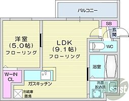 アレイズ元町 1DKの間取図画像