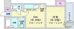 フィオーレセレスト 1DKの間取図画像