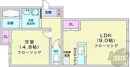 CRANESINKAWASTATION 1LDKの間取図画像