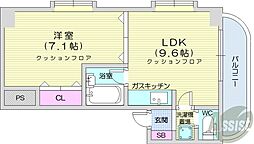 メープル円山 1LDKの間取図画像