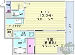 トミイビルNo.40 1LDKの間取図画像