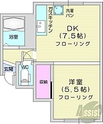 コーポフラワー 1DKの間取図画像