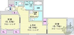 ジュネス23 2DKの間取図画像