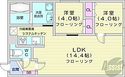 マルベックN22 2LDKの間取図画像