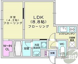 札幌市東区北二十五条東16丁目マンション 1LDKの間取図画像