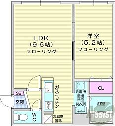 ベルメゾン北20 1LDKの間取図画像