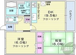 サンハイツサッポロオリオン16 2DKの間取図画像