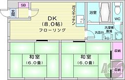 コーポ吉田 2DKの間取図画像