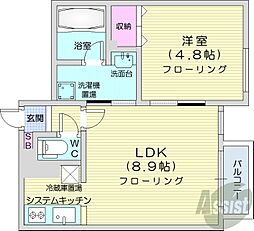 オルセー北17条 1LDKの間取図画像