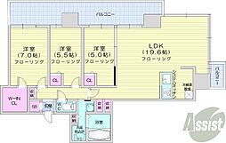 ザ・札幌タワーズイーストタワー 3LDKの間取図画像