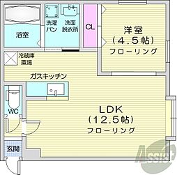 プレシャス15番館 1LDKの間取図画像