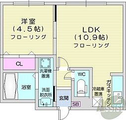 BORN1214 1LDKの間取図画像