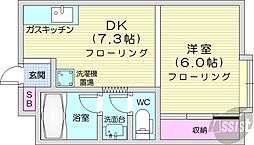 田房ビル 1DKの間取図画像