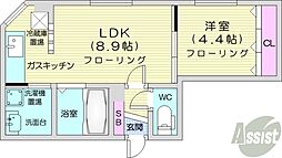 フラッツリド 1DKの間取図画像