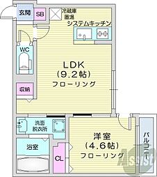 AssoLussoASABU 1LDKの間取図画像