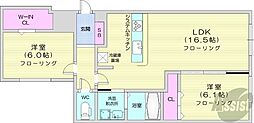 CERNE Yamahana 2LDKの間取図画像