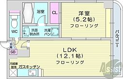 さくらハイツ3 1LDKの間取図画像