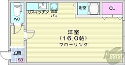 第11松井ビル ワンルームの間取図画像