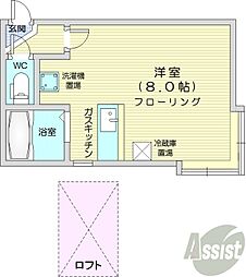 パレロワイヤルN7 ワンルームの間取図画像