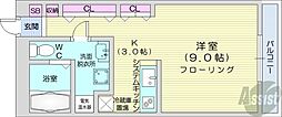 エルピーダ大通 1Kの間取図画像