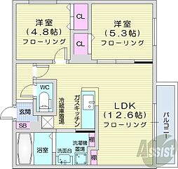 桜館 2LDKの間取図画像