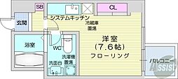 プライマル札幌北18条 ワンルームの間取図画像