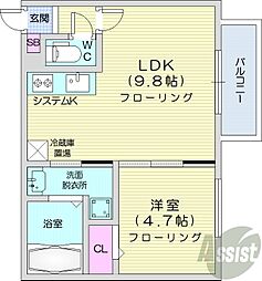 HTS東札幌 1LDKの間取図画像