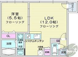 ヴァレール 1LDKの間取図画像