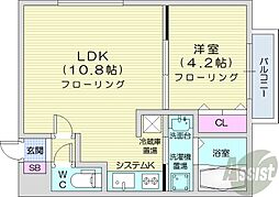 ビナーリオ旭山公園通 1LDKの間取図画像