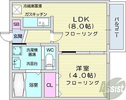 ヴィレッジ北大通壱番館 1LDKの間取図画像