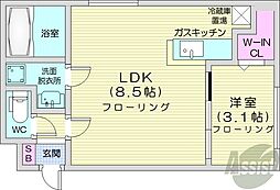 シャトン北10条 1LDKの間取図画像