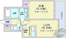 グランデ・ドール 1LDKの間取図画像