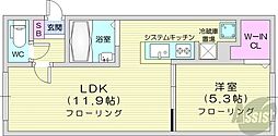 グランメール北17東14A 1LDKの間取図画像