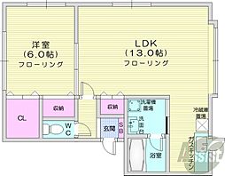 グリーンコート木元 1LDKの間取図画像