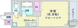 メゾンクレスト北大前2 1Kの間取図画像