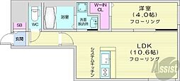 ラグナベルデ北9条 1LDKの間取図画像