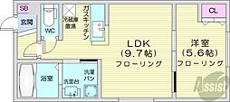 リージェントS札幌 1LDKの間取図画像