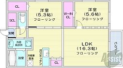 フレシールN20美香保公園 2LDKの間取図画像