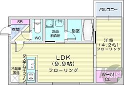 札幌市豊平区豊平六条10丁目マンション 1LDKの間取図画像