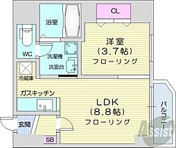レジデンスタワー札幌 1LDKの間取図画像