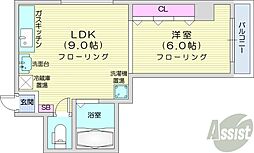 クリスタルファイブ 1LDKの間取図画像