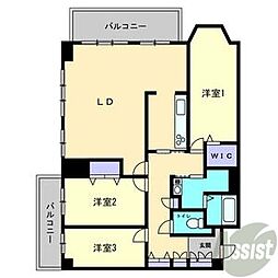 山鼻中央シティハウス 3LDKの間取図画像