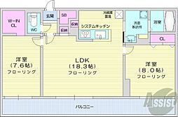 Grandzabo Honcho 2LDKの間取図画像