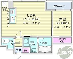 仮)ラ・シュエット南郷ソレイユ 1LDKの間取図画像