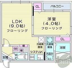 ラフィーネN26ウエスト 1LDKの間取図画像