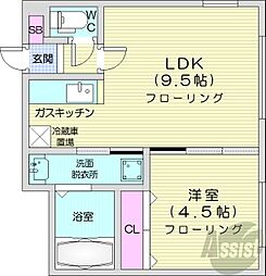 パークスクエア円山公園 1LDKの間取図画像