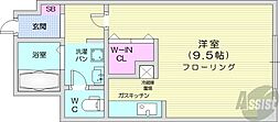 第25木村ビルサザンハイム北大 1Kの間取図画像