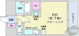 プロシード元町 1Kの間取図画像