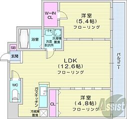 札幌中央レジデンス 2LDKの間取図画像