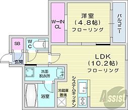 札幌市西区二十四軒三条3丁目マンション 1LDKの間取図画像